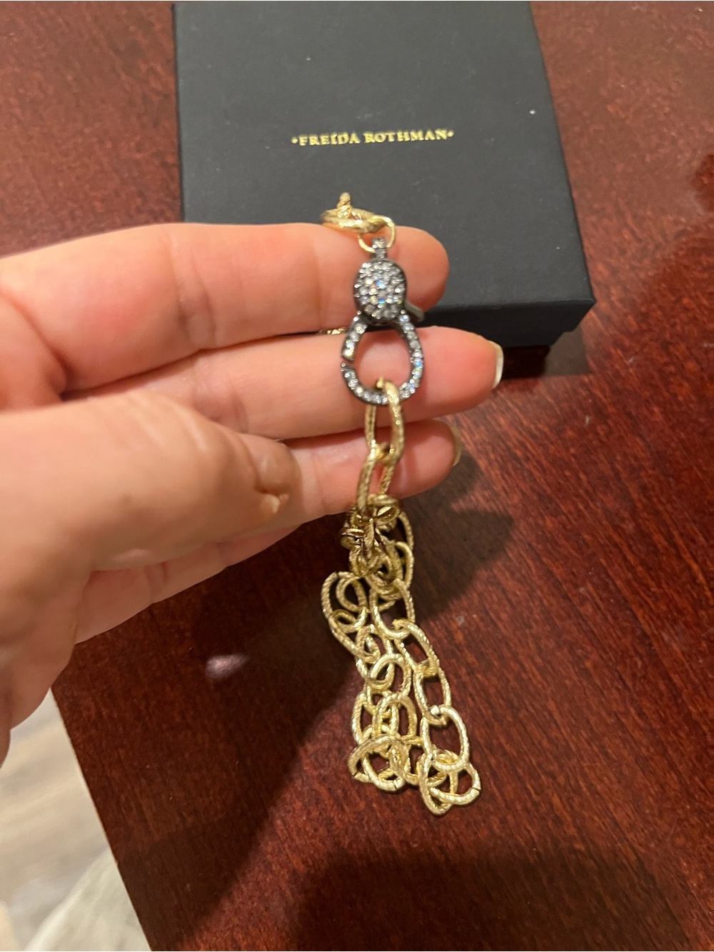 Freida Rothman Gold Textured Link Necklace - Picture 3 of 5